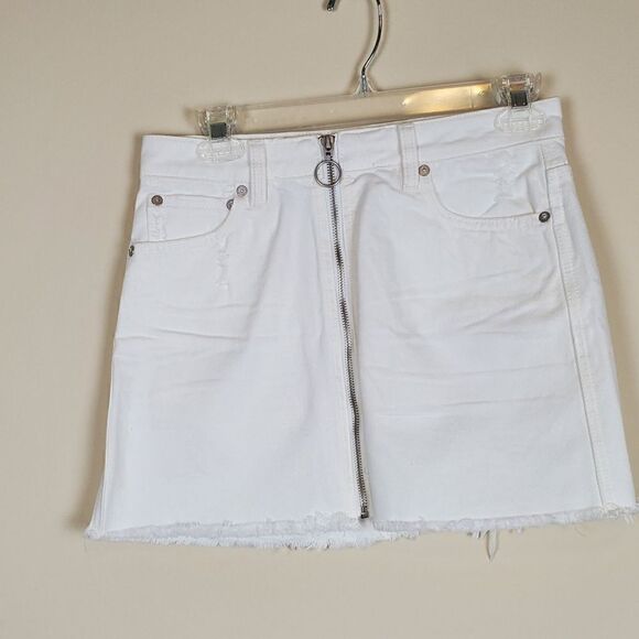 We The Free White Zip It Up Denim Skirt - Picture 1 of 6
